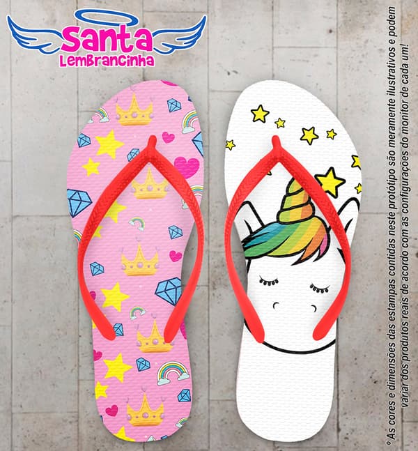 Chinelo Personalizado Infantil Rosa com Unicórnio COD 6394