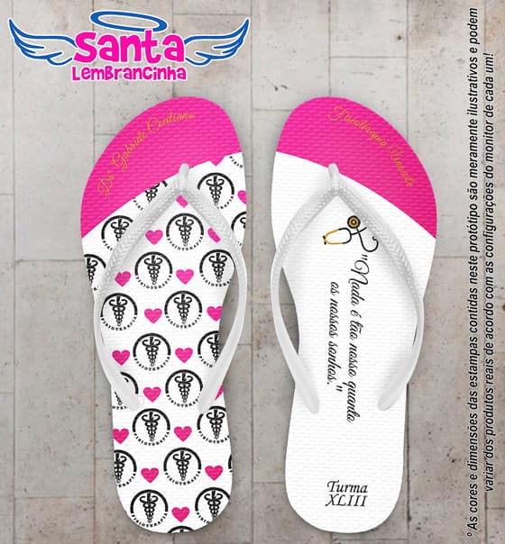 Chinelo Personalizado Formatura Fisioterapia Rosa com Esteto COD 6370