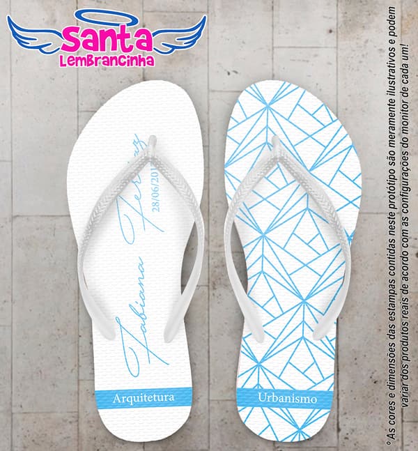Chinelo Personalizado Formatura Arquitetura e Urbanismo Azul COD 6384
