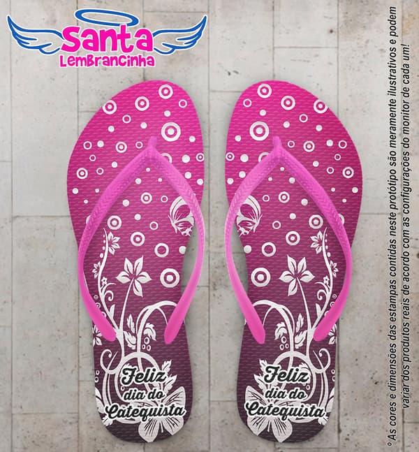 Chinelo Personalizado Dia da Catequista com Flores COD 6340