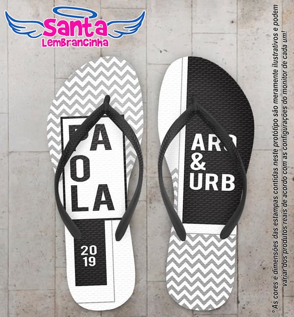 Chinelo Personalizado Formatura Preto com Branco COD 6403