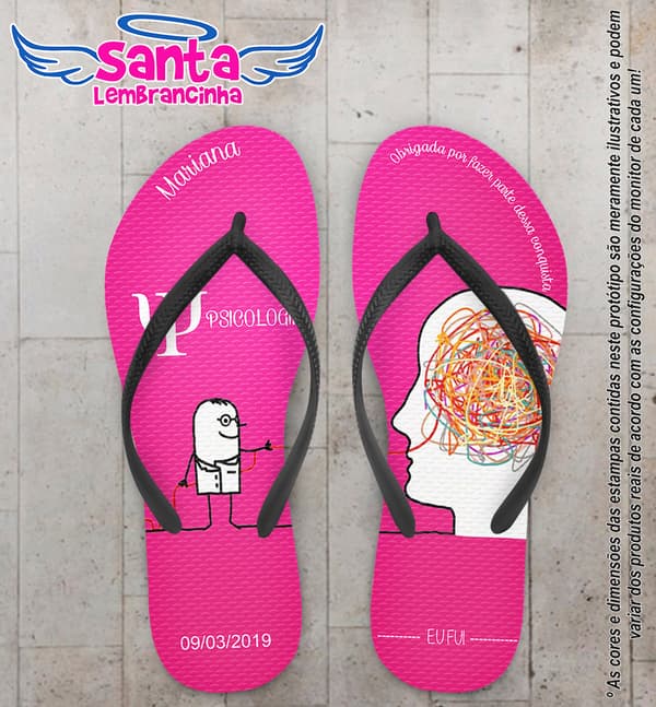 Chinelo Personalizado Formatura Psicologia Rosa COD 6401