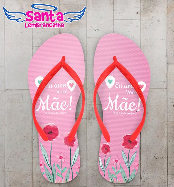 Chinelo Personalizado Dia das Mães Rosa COD 6415