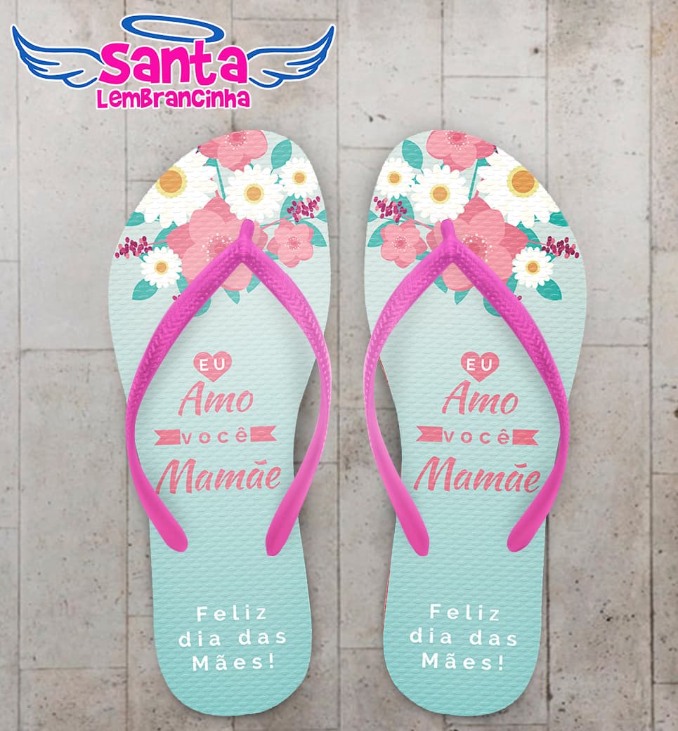 Chinelo Personalizado Dia das Mães Com Flores COD 6418