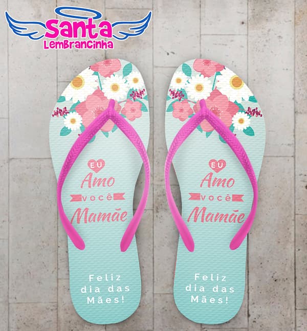 Chinelo Personalizado Dia das Mães Com Flores COD 6418