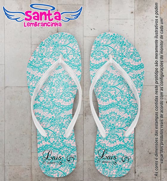 Chinelo Personalizado 15 Anos com Arabesco Tiffany COD 6497