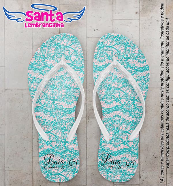 Chinelo Personalizado 15 Anos com Arabesco Tiffany COD 6497
