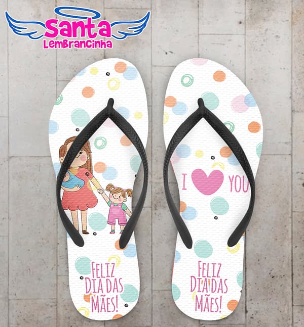 Chinelo Personalizado Dia das Mães Com Bolinhas COD 6417