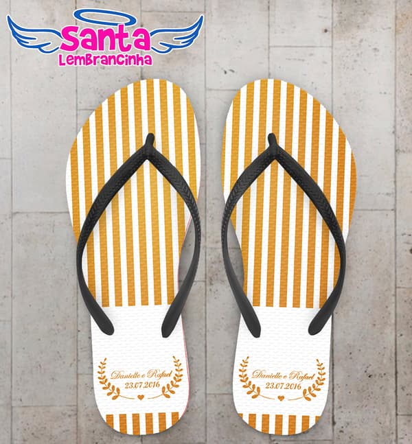 Chinelo Personalizado Casamento Dourado COD 6725
