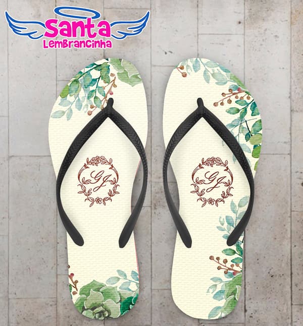 Chinelo Personalizado Casamento Floral COD 6744