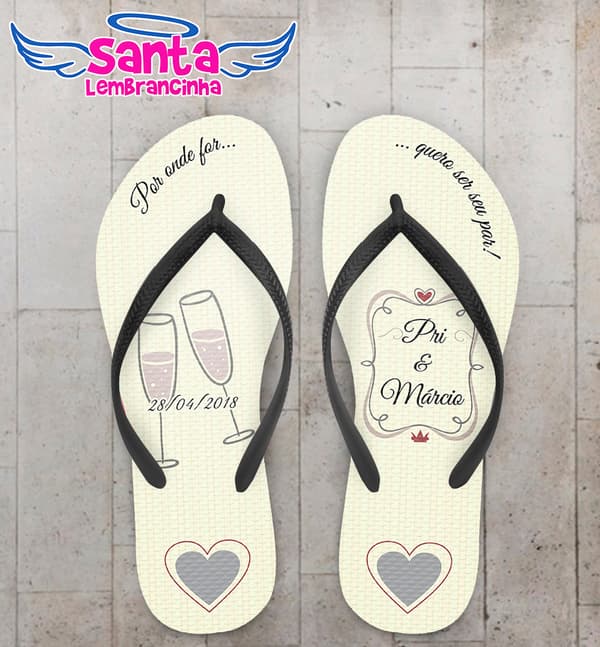 Chinelo Personalizado Casamento com Taças COD 6719