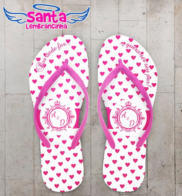 Chinelo Personalizado Casamento Bolinha COD 6723