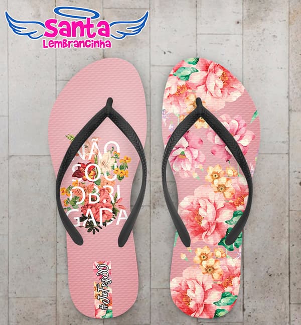 Chinelo Personalizado Aniversário 30 anos com flores COD 6696