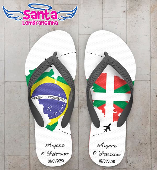 Chinelo Personalizado Casamento Brasil e Basco COD 6693