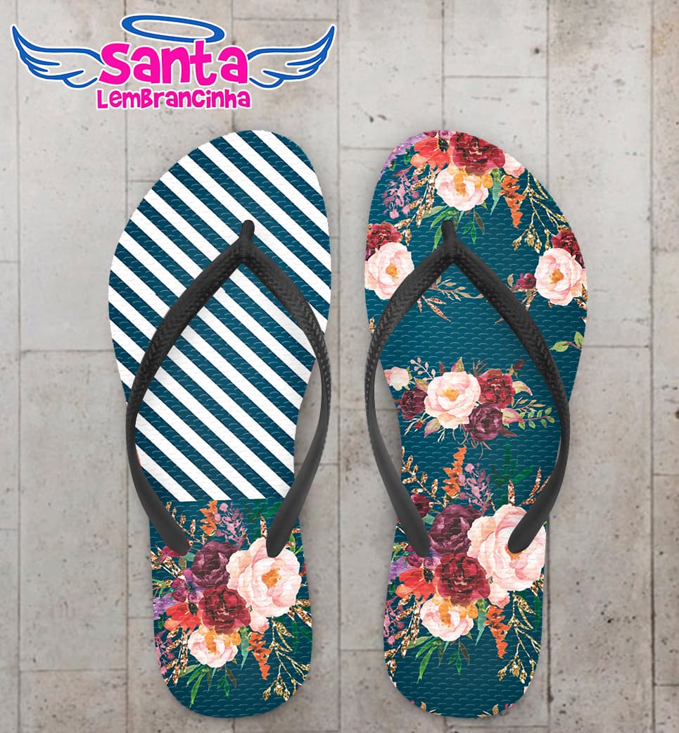 Chinelo Personalizado Casamento Floral COD 6722