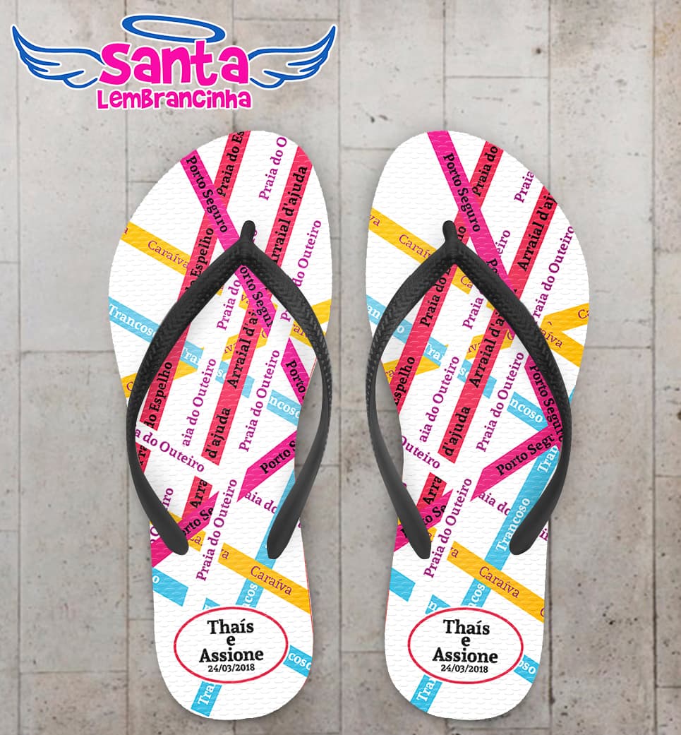 Chinelo Personalizado Casamento com Fitas COD 6698