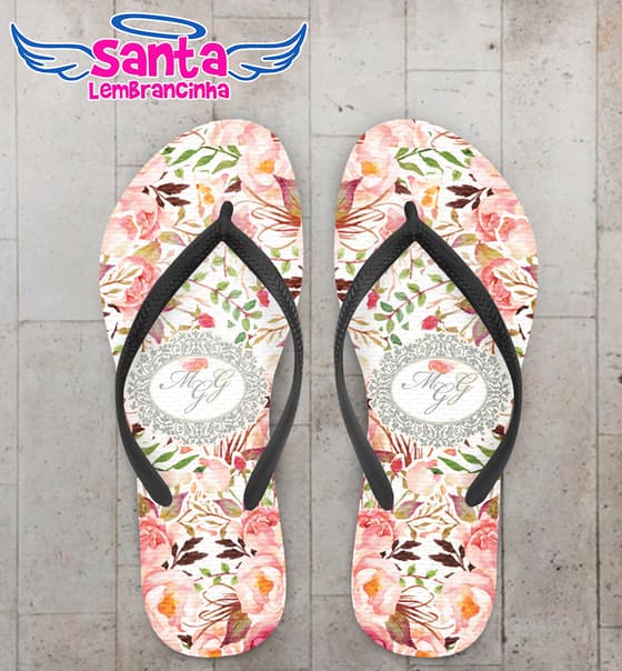 Chinelo Personalizado Casamento com Monograma COD 6742