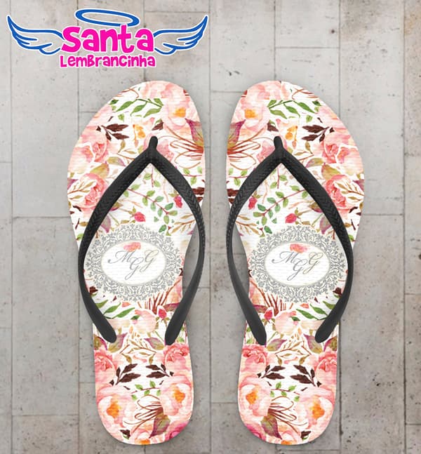 Chinelo Personalizado Casamento com Monograma COD 6742