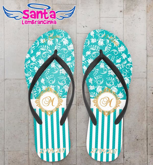 Chinelo Personalizado Casamento Tiffany COD 6732