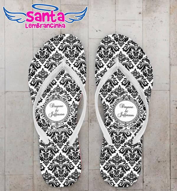 Chinelo Personalizado Casamento Arabesco COD 6717