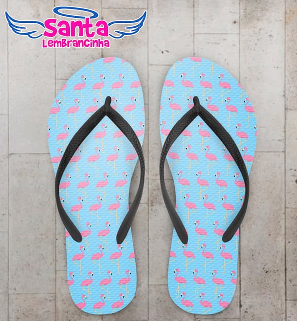 Chinelo Personalizado Infantil Flamingos COD 6734