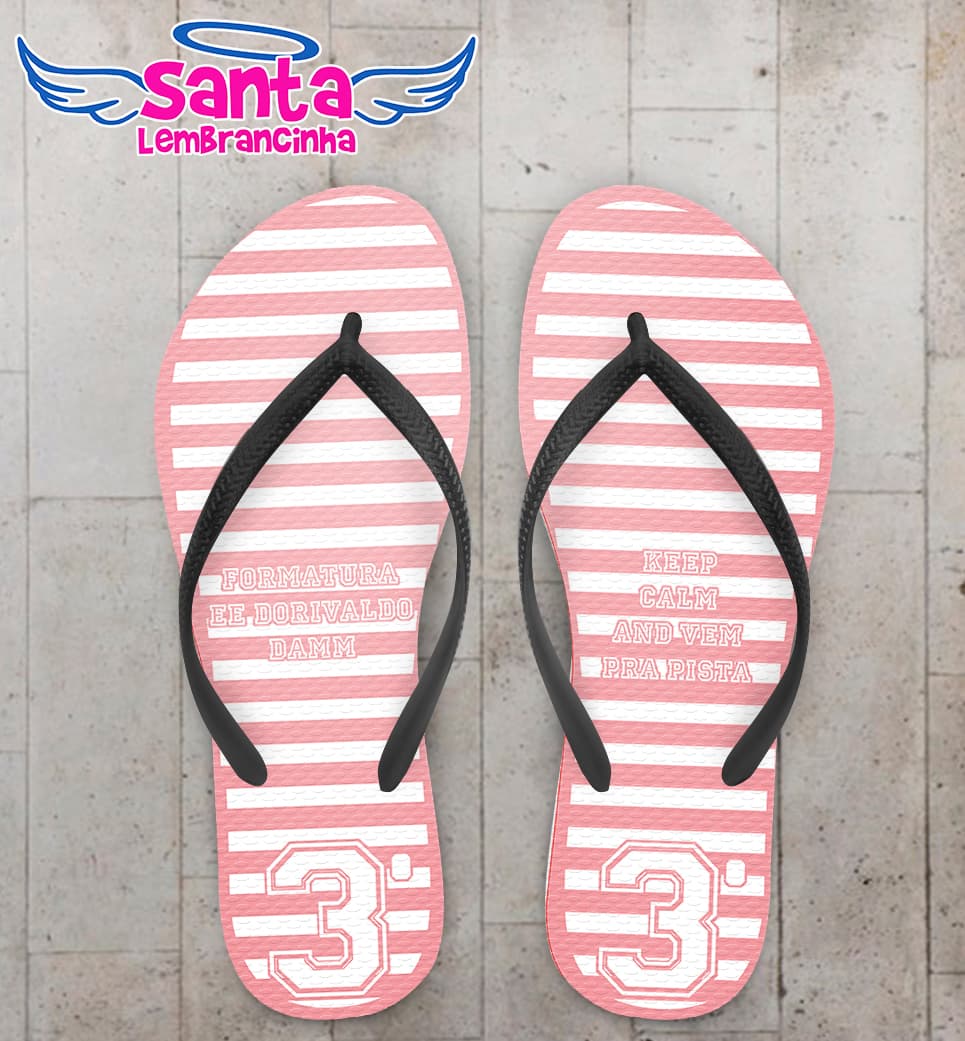 Chinelo Personalizado Formatura Terceirão Listrado cor Salmão COD 6767