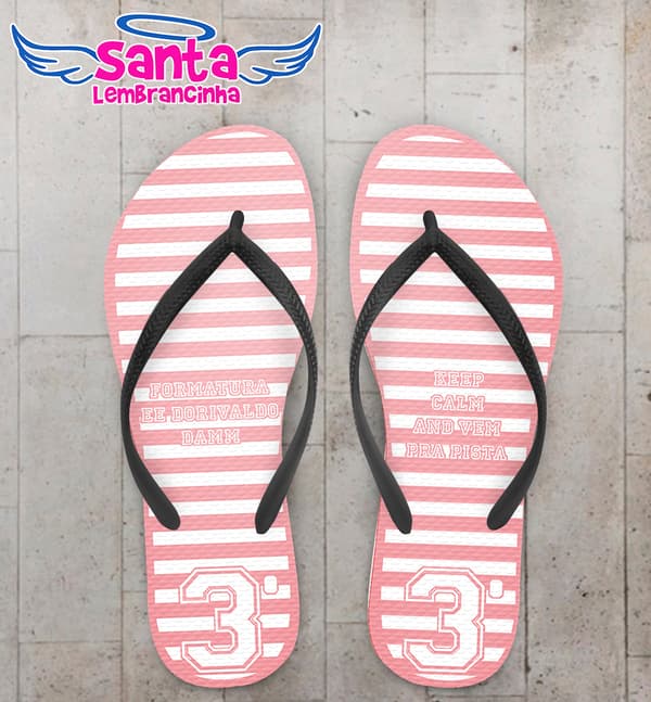 Chinelo Personalizado Formatura Terceirão Listrado cor Salmão COD 6767