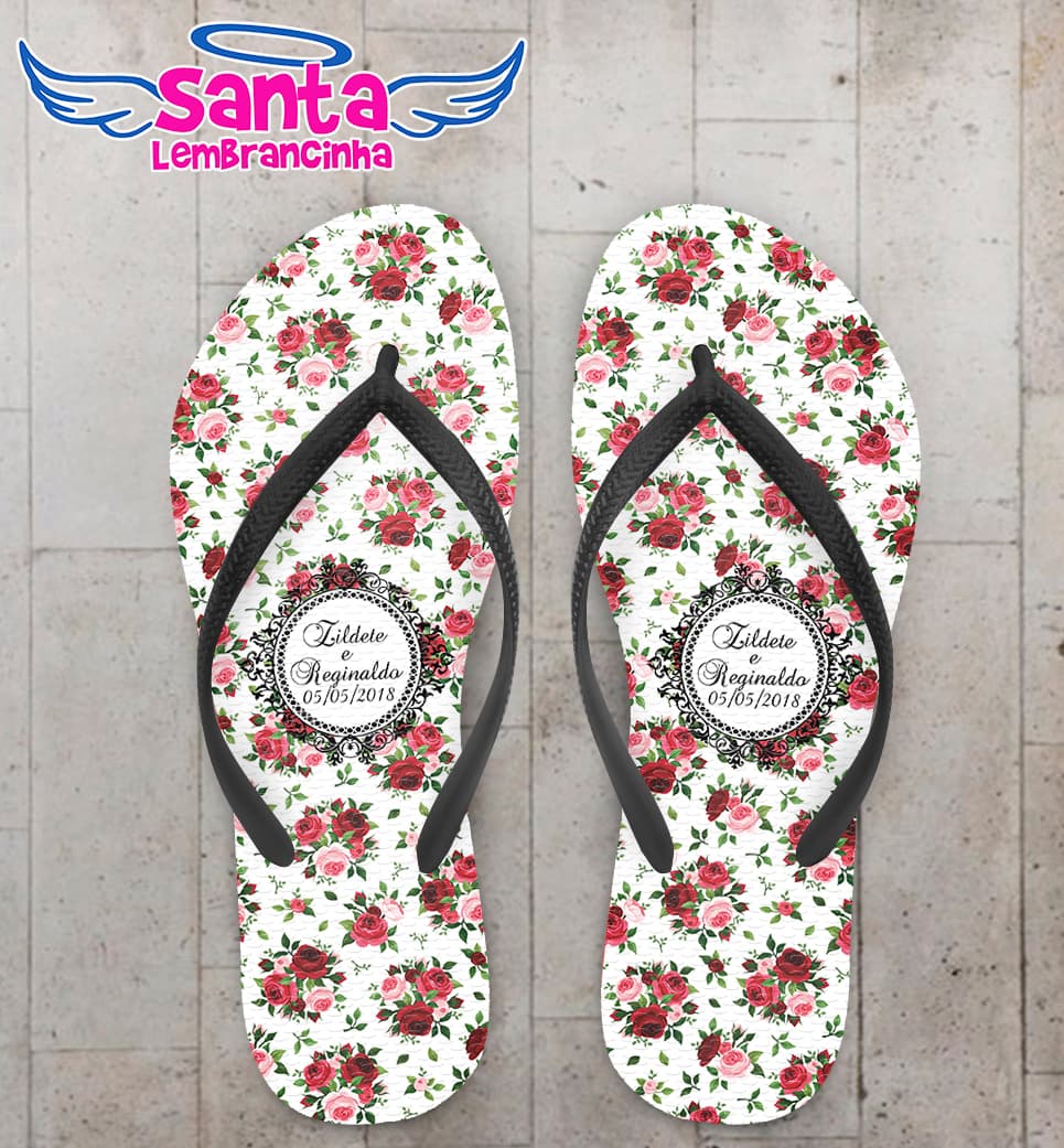 Chinelo Personalizado Casamento Floral COD 6745