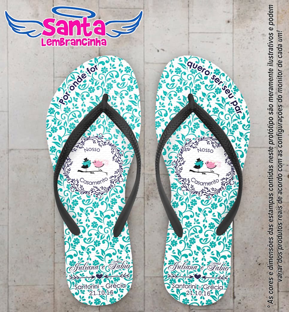 Chinelo Personalizado Casamento Arabesco Tiffany COD 6605