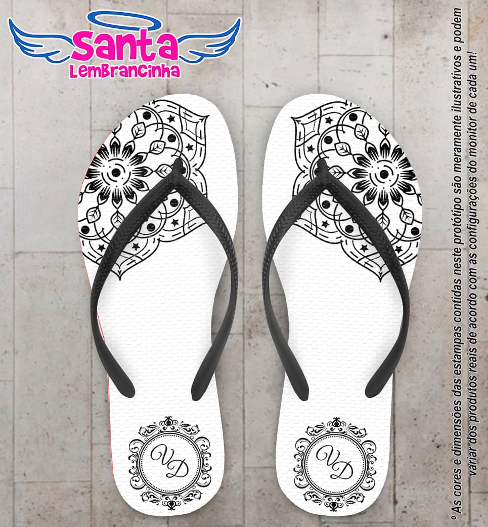 Chinelo Personalizado Casamento com Mandala e Monograma COD 6525