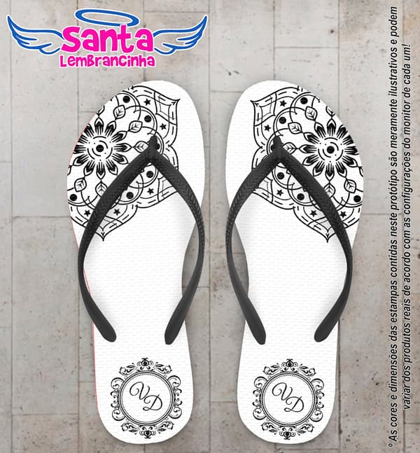 Chinelo Personalizado Casamento com Mandala e Monograma COD 6525