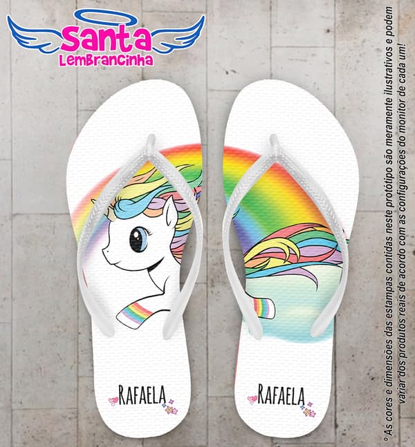 Chinelo Personalizado Infantil Unicórnio COD 6545