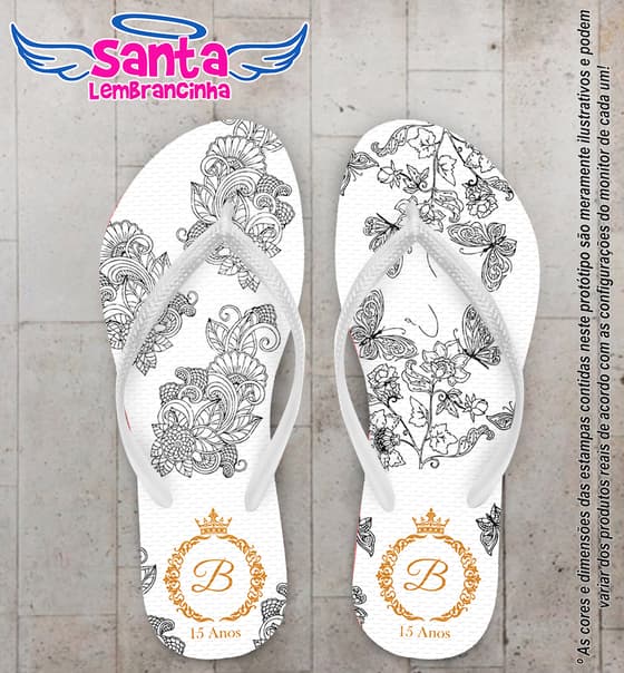 Chinelo Personalizado 15 Anos com Flores COD 6501