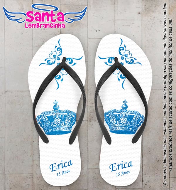 Chinelo Personalizado 15 Anos Debutante com Coroa COD 6596
