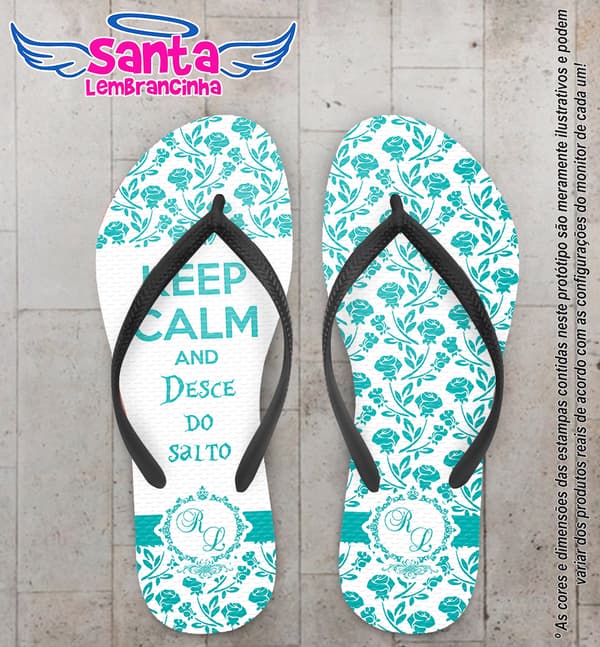 Chinelo Personalizado 15 Anos Tiffany com Flores COD 6505