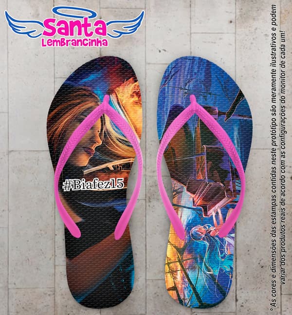 Chinelo Personalizado 15 Anos Tema Musical COD 6498