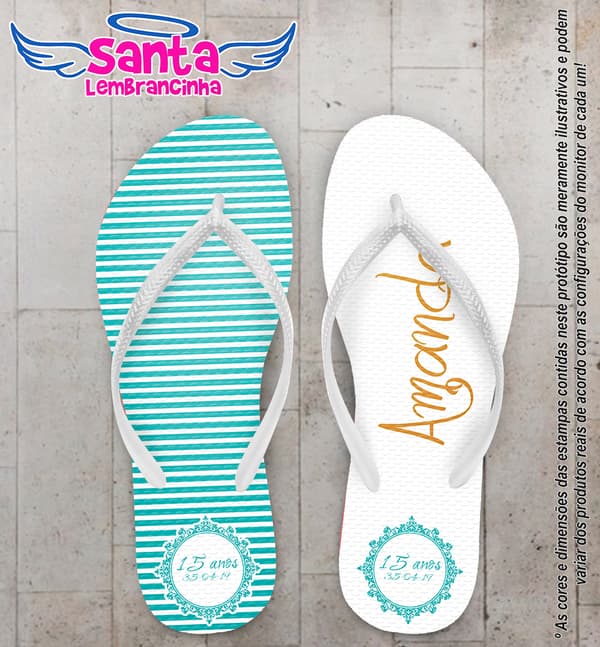 Chinelo Personalizado 15 Anos Tiffany Listrado COD 6504