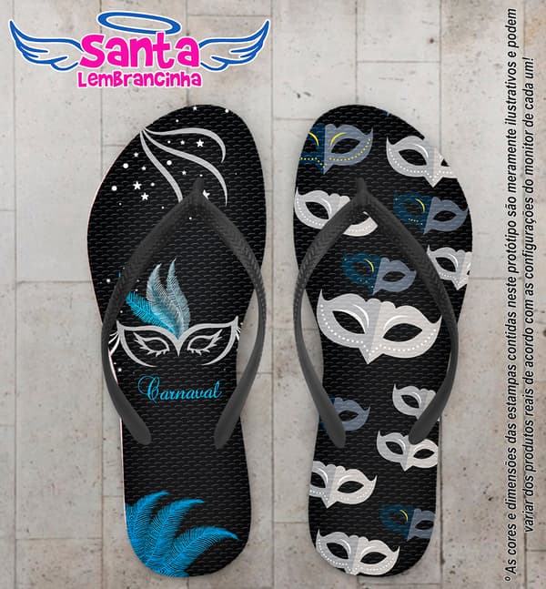 Chinelo Personalizado Carnaval com Máscaras COD 6622