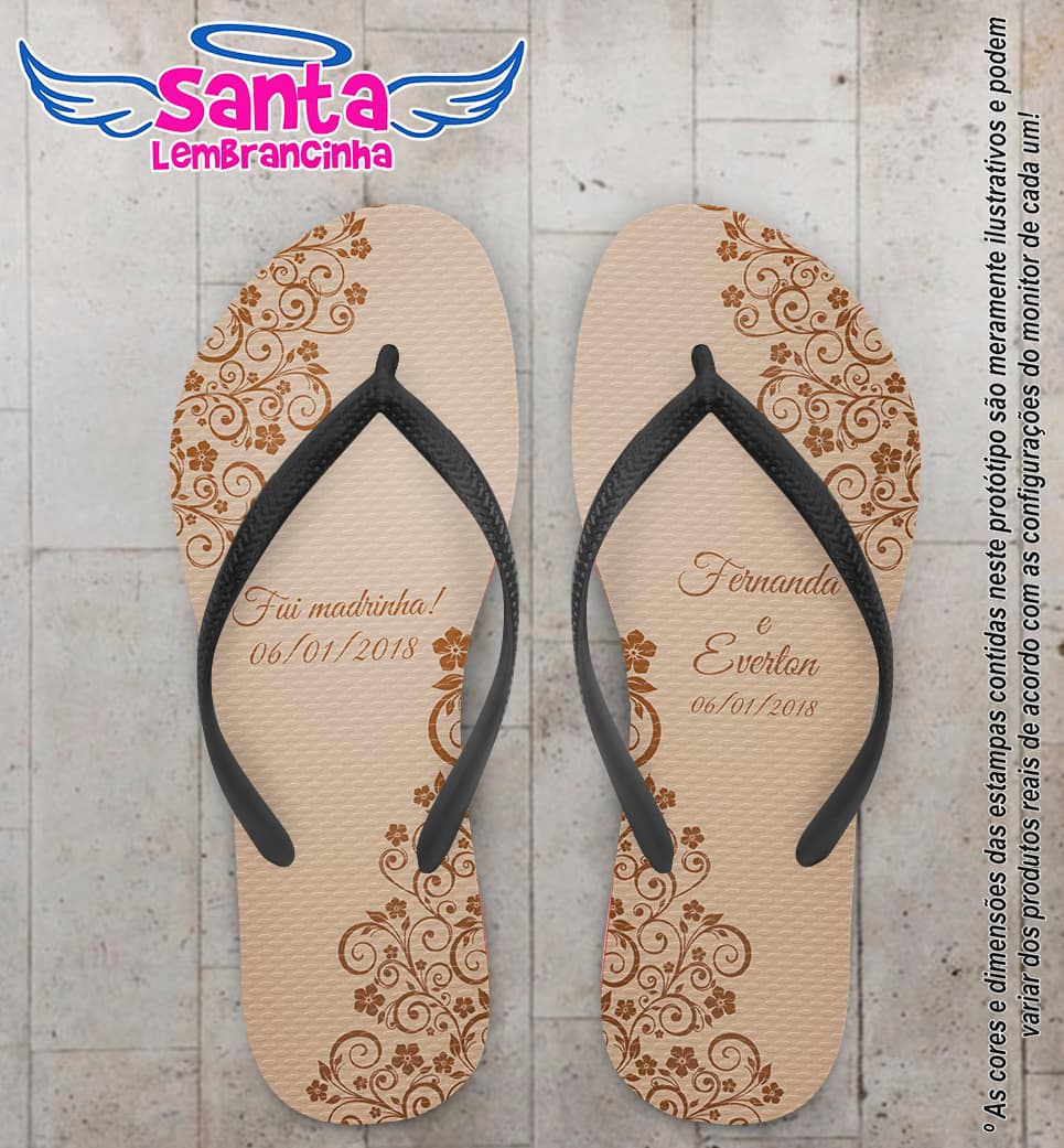Chinelo Personalizado Casamento com Arabesco COD 6638