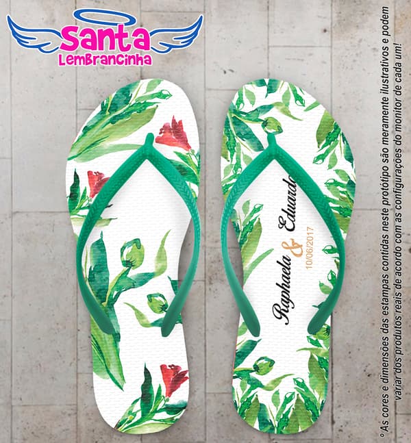 Chinelo Personalizado Casamento com Folhagem COD 6650