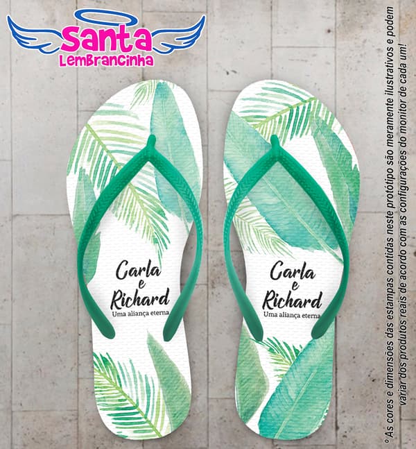 Chinelo Personalizado Casamento com Folhas COD 6651