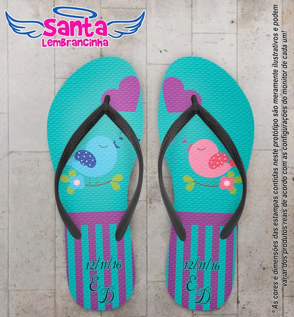 Chinelo Personalizado Casamento Listrado Tiffany COD 6618