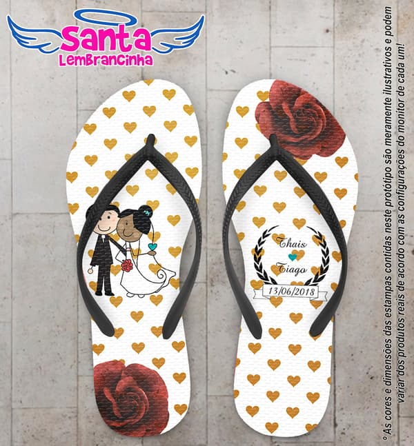 Chinelo Personalizado Casamento com Noivinhos COD 6656