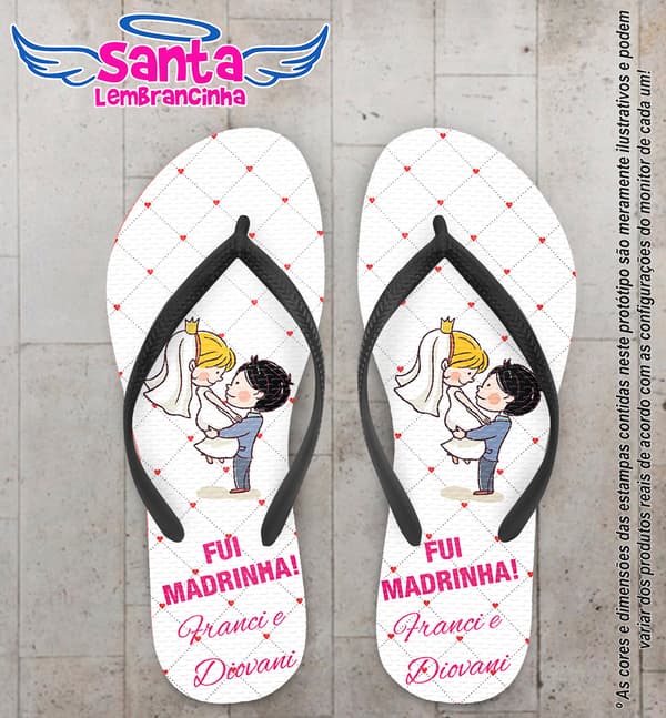Chinelo Personalizado Casamento Noivinhos com Poa COD 6535