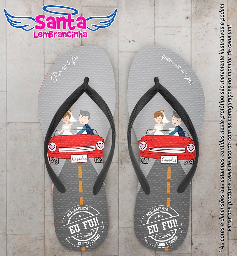 Chinelo Personalizado Casamento Noivinhos na Estrada COD 6600