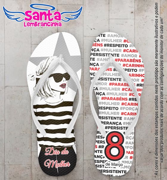 Chinelo Personalizado Dia da Mulher com Palavras COD 6548