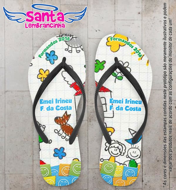Chinelo Personalizado Dia das Crianças com Desenhos Coloridos COD 6669