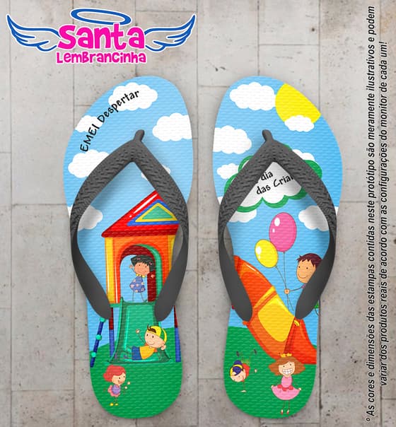 Chinelo Personalizado Dia das Crianças Parquinho COD 6670