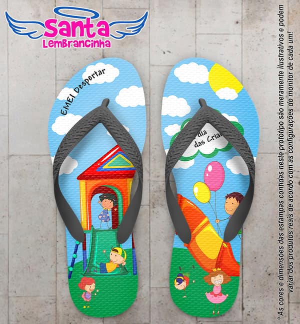 Chinelo Personalizado Dia das Crianças Parquinho COD 6670