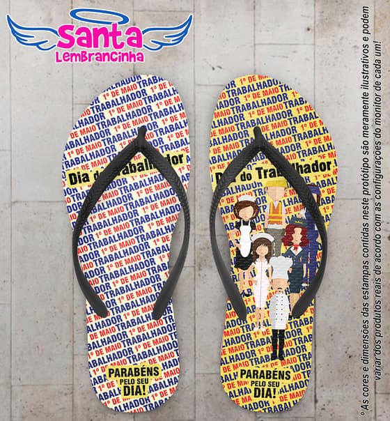Chinelo Personalizado Dia do Trabalhador Rosa COD 6636